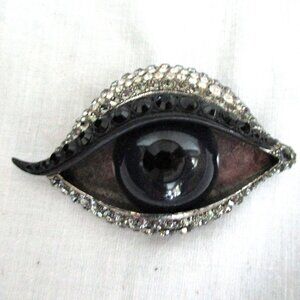 LANVIN PARIS EYE RHINESTONE BLING EYEBALL Brooch Pin